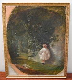 Victorian Oil, Child With Toy, Signed T. Catey (CTF10)