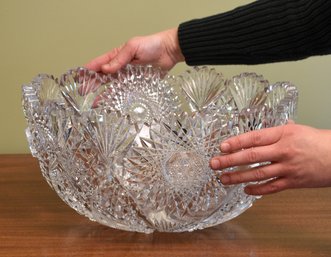 Large Antique Cut Glass Punch Bowl (CTF20)