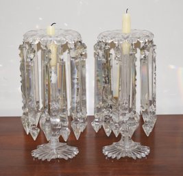 Pr. Antique Cut Glass Mantle Lusters (CTF30)