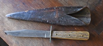 Vintage Iver Johnson Hunting Knife With Sheath (CTF10)