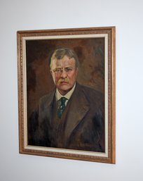 Antique Emily Nichols Hatch Oil On Canvas, Theodore Roosevelt, 1919 (CTF10)