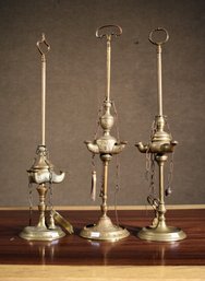 Three Vintage Middle Eastern Brass Oil Lamps (CTF20)