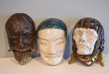 Three Artisan Pottery Facial Sculptures (CTF10)