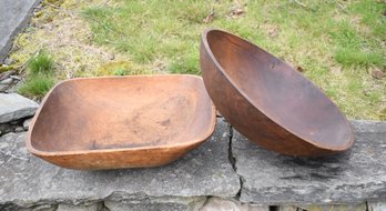 Antique Maple Trencher And Vintage Cherry Chopping Bowl (CTF20)