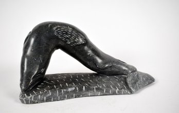 Vintage Inuit Soapstone Carving, Leaping Salmon (CTF10)