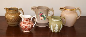 Antique English Creamware And Other Pitchers, 5pcs (CTF20)