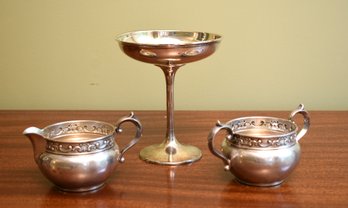 Sterling Compote, Sugar And Creamer (CTF10)