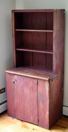 Antique Set Back Red Painted Cupboard (CTF40)