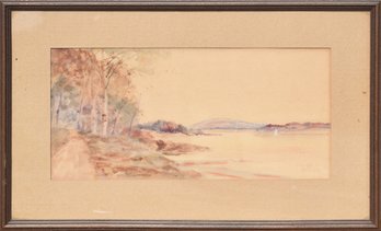 Louis K. Harlow Watercolor, Autumn Lake Scene (CTF10)