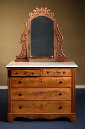 Antique Victorian Marble Top Chest With Mirror (CTF50)