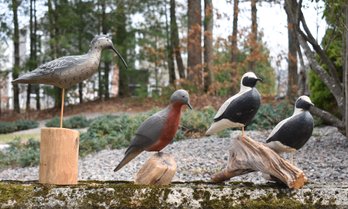Three Vintage Carved Wooden Bird Figures (CTF10)