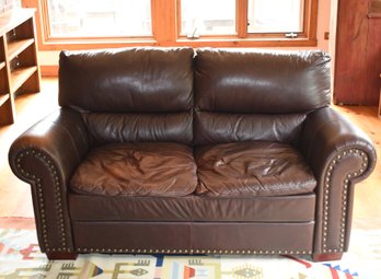 Brown Leather Love Seat (CTF40)