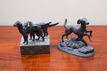 Two Antique Metal Dog Sculptures (CTF10)