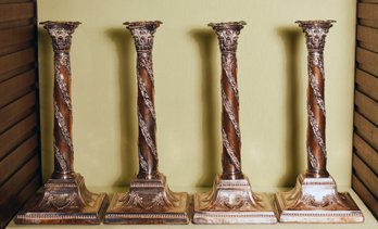 Two Pair Of 19th C. English Sheffield Candlesticks (CTF20)