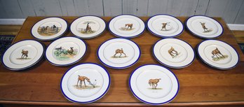 12 Vintage Hand Painted Equestrian Porcelain Plates (CTF20)