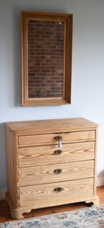 Antique Pine Four Drawer Chest And Mirror (CTF30)