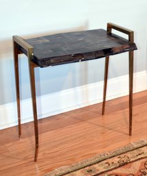 Interlude Home Brass And Faux Stone Side Table (CTF20)