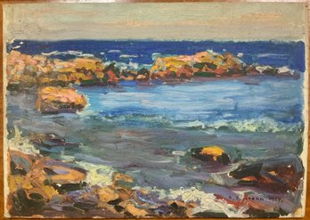 1917 Robert Fulton Logan Oil On Canvas Board, Seascape (CTF10)