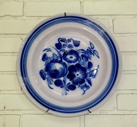 Antique Glazed Blue Floral Decorated Charger (CTF10)