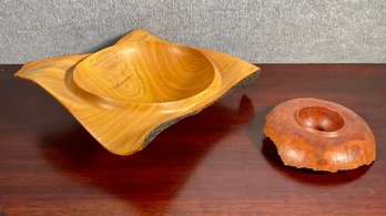 Two Dustin Coates Carved Wood Bowls (CTF10)