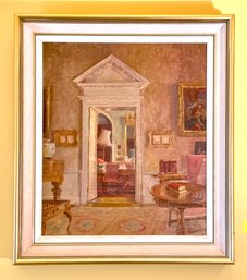 Vintage Oil On Board, Interior Scene (CTF10)