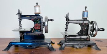 Two Vintage Miniature German Iron Sewing Machines (CTF10)