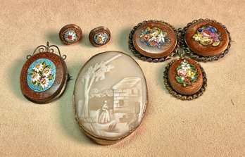 Antique Cameo And Micro Mosaic Pins (CTF10)