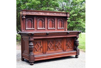 Exceptional Antique American Carved Mahogany Sideboard (CTF100)