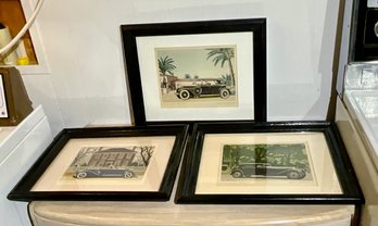 Three Vintage Saulburg Automobile Prints