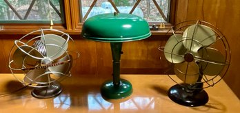 Vintage Fans And Desk Lamp