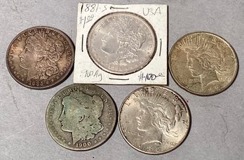 Five American Silver Dollars (CTF10)