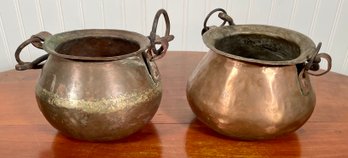 Two Antique Copper And Iron Pots (CTF10)