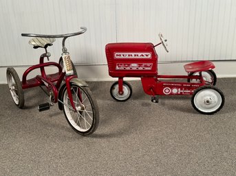 Vintage Murray Tricycle And Pedal Tractor, 2pcs (CTF20)