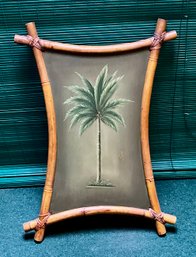 Vintage Bamboo Framed Painted Palm Tree