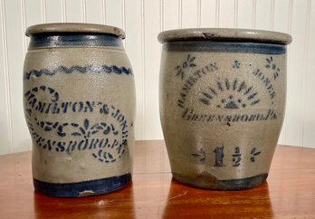 Antique Hamilton & Sons PA Stoneware Crocks (CTF20)
