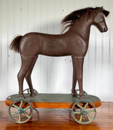 Antique Wooden Horse Pull Toy (CTF20)