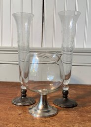 Three Sterling Silver Based Glassware Pieces (CTF10)
