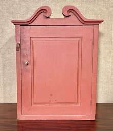 Antique Red Painted Hanging Wall Cupboard (CTF10)