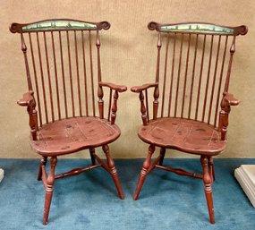 Pr. Paint Decorated Handmade Windsor Style Chairs (CTF20)