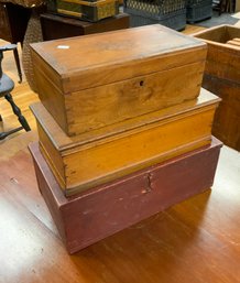 Three Small Antique Country Lift Top Boxes (CTF10)