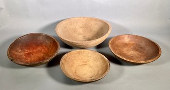 Four Antique Wood Chopping Bowls (CTF10)
