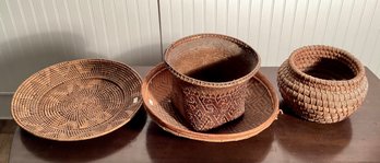 Four Vintage Woven Baskets (CTF20)