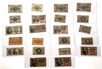 22 Pieces Of Assorted Fractional Currency (CTF10)