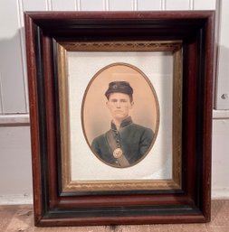 19th C. Hand Colored Photograph Of Civil War Soldier (CTF10)