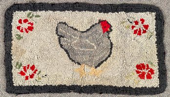 Early 20th C. Hooked Rug, Chicken (CTF10)