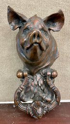 Large Brass Pig Door Knocker, By S. Scott (CTF10)