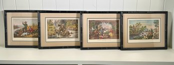 Four Reproduction Currier & Ives Prints, Fishing (CTF10)
