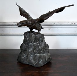Antique Bronze Eagle On Stone Base (CTF10)