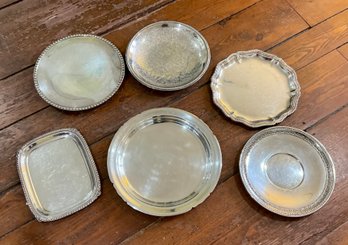 Six Plated Silver Trays