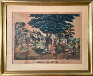 Antique Haskell & Allen Lithograph, Home In The Country (CTF10)